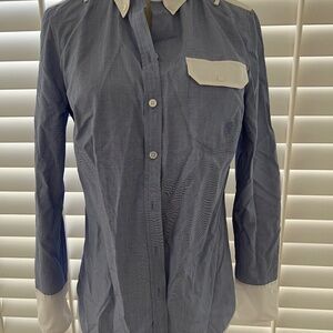 Tory Burch Blue/White Button Up Blouse